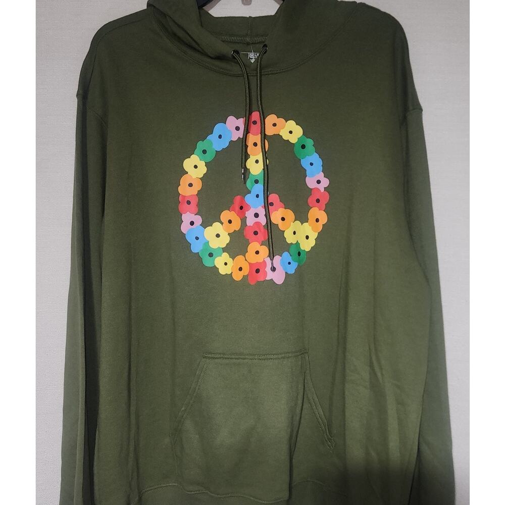 The phluid project peace sign green hoodie women's extra large